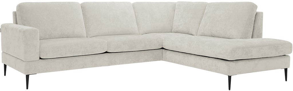 Capri avokulmasohva, oikea, Cloud 02-kankaalla, mustat metallijalat