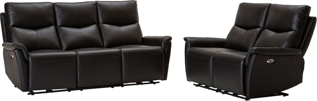 Loungea Padova sohvaryhmä 3+2, musta nahka/pvc