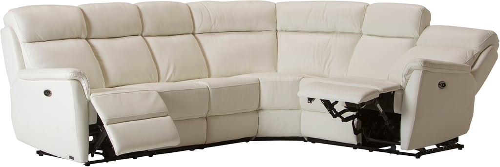Loungea Colorado recliner-kulmasohva 3K2/2K3, puhdas valkoinen nahka/keinonahka