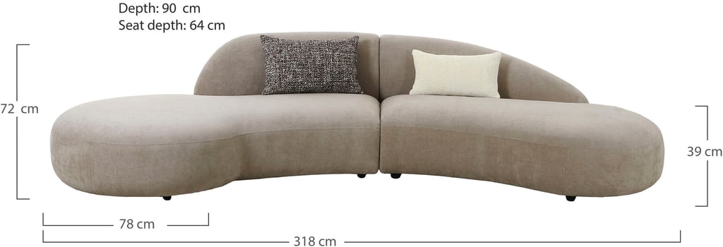 House Nordic Venice sohva, 2kpl irtotyynyjä, natural beige