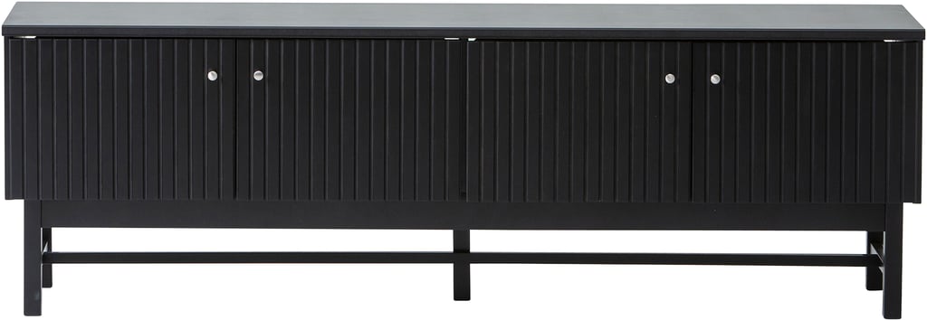 Koski tv-taso 155x50, musta: Tyylikäs musta TV-taso, 155 cm, moderni muotoilu, säilytysratkaisut olohuoneeseen. Sopii täydellisesti elokuvailtoihin ja sisustukseen.
