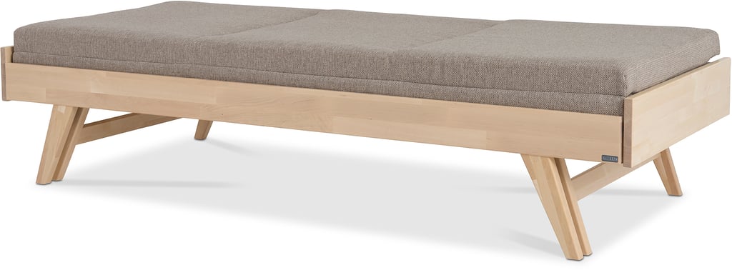 Notte 3-istuttava divaani vuodesohva 190cm taittopatjalla (beige), koivu lakattu