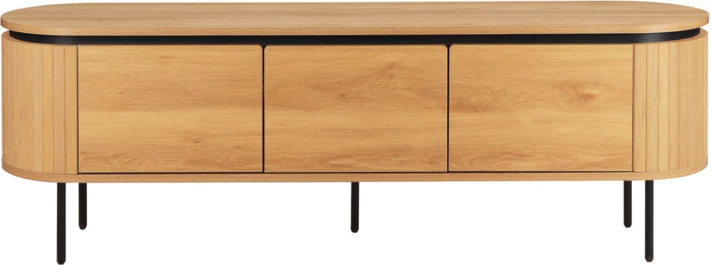 Taika tv-taso 160x40x55cm, tammen värinen melamiini / mustat jalat