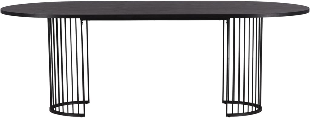 Hamneskär ruokapöytä 110x220 cm, musta: Tyylikäs musta ruokapöytä kahdeksalle, koko 110x220 cm. Sopii täydellisesti moderniin ruokailutilaan, tilaviin koteihin tai perhejuhliin.