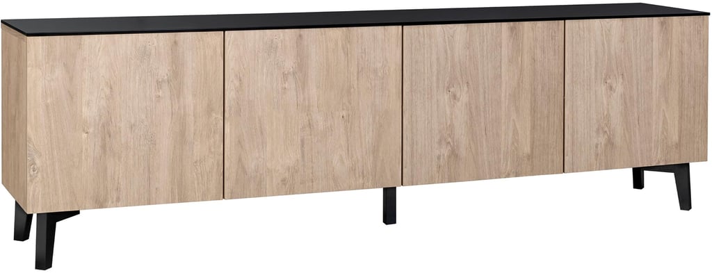 Usva Tv-Taso 60x200, tammi/musta: Tyylikäs Usva TV-taso, 200 cm, vintage-tammiviimeistely, musta kansi. Täydellinen säilytysratkaisu olohuoneeseen, yhdistäen käytännöllisyyden ja estetiikan.