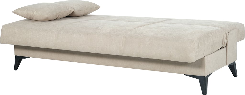 Porta 3-istuttava vuodesohva beige: Tyylikäs 3-istuttava vuodesohva beige, täydellinen olohuoneeseen. Mukautuu helposti vierasvuoteeksi, yhdistäen mukavuuden ja käytännöllisyyden.