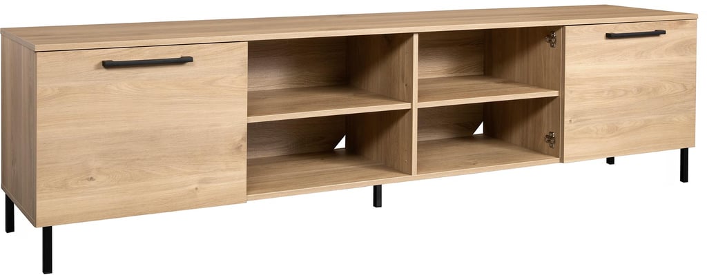 Nauvo tv-taso 220 cm: Tyylikäs Nauvo TV-taso hunajatimessä, 220 cm, tarjoaa runsaasti säilytystilaa olohuoneeseen. Moderni muotoilu yhdistää funktionaalisuuden ja estetiikan.