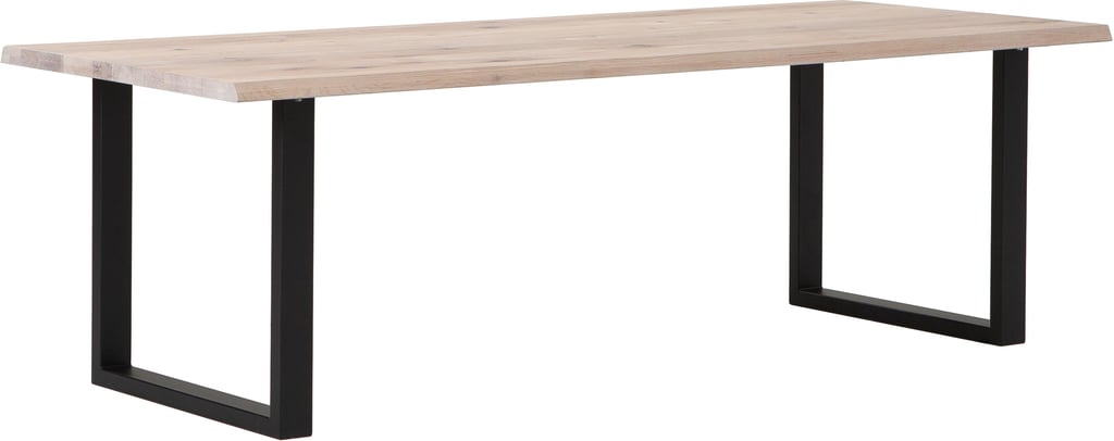 Estelle lankkupöytä 240x95 valkoöljytty tammi, U-jalalla: Tyylikäs Estelle ruokapöytä, valkoöljytty, tilaa kahdeksalle. Sopii moderniin ruokailutilaan. Kestävä ja kaunis, täydellinen perhejuhliin ja arkeen.