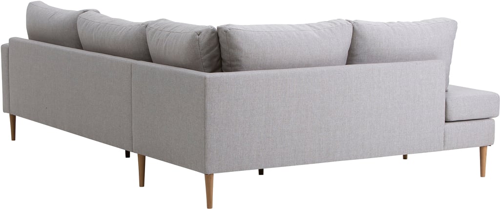 Blink avokulmasohva vasen beige, tammijalka: Tyylikäs avokulmasohva beige värillä, tammi-jaloilla. Mukava ja tilaa säästävä ratkaisu olohuoneeseen. Erinomainen valinta rentoutumiseen ja vierailuille.