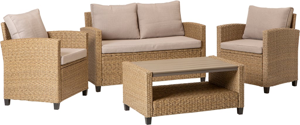 Savona sohvaryhmä 2+1+1+sohvapöytä (matala) beige/vaaleat pehmusteet