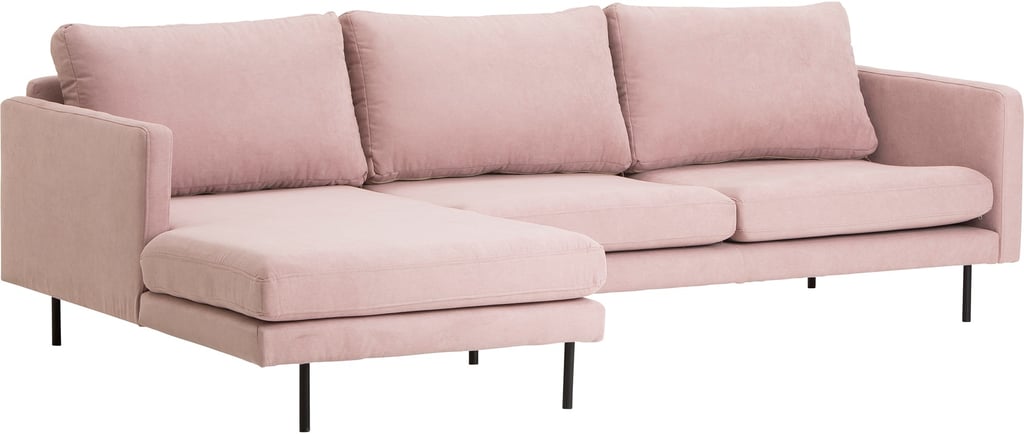 Copenhagen Scandic 3-istuttava divaanisohva (vasen) rosa / mustat jalat