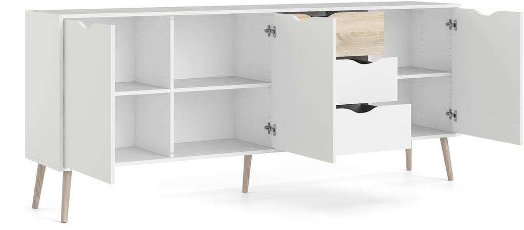 Oslo senkki 196 cm valkoinen/tammi