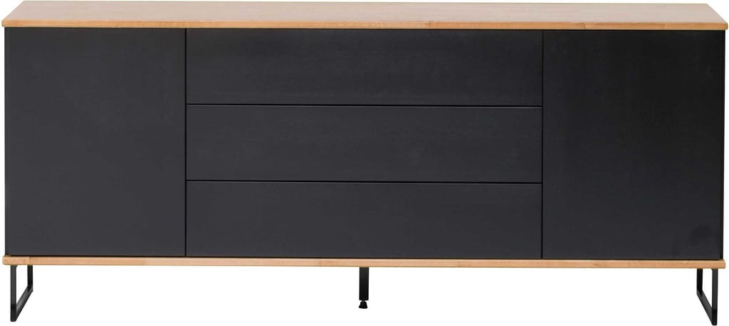Inari Modern senkki 77x182, musta: Moderni Inari-senkki, jossa 2 ovea ja 3 laatikkoa, tarjoaa tyylikkään säilytysratkaisun makuuhuoneeseen. Sopii erinomaisesti tilanjakajaksi tai koriste-esineiden esittelyyn.