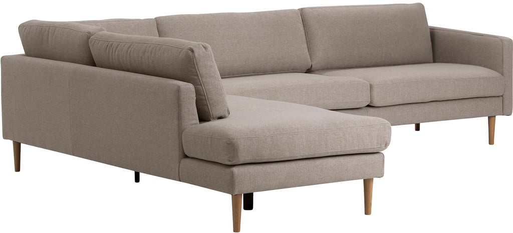 Copenhagen Scandic avokulmasohva (vasen) beige / tammijalat: Moderni avokulmasohva, urban beige, tammi jalat. Täydellinen olohuoneeseen, tilaa ystäville ja perheelle. Tyylikäs ja mukava!