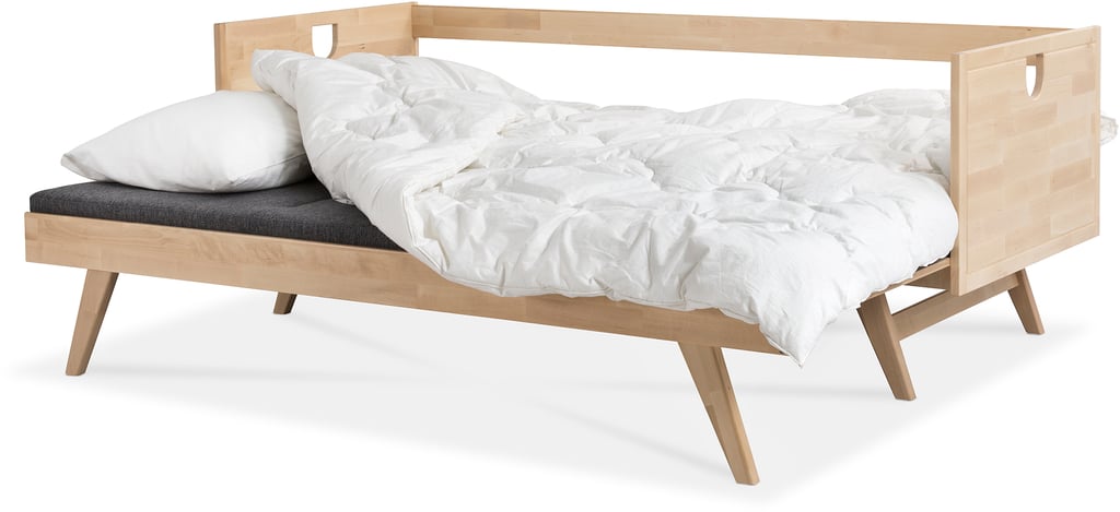 Notte 3-istuttava vuodesohva 190cm taittopatjalla (harmaa), koivu lakattu