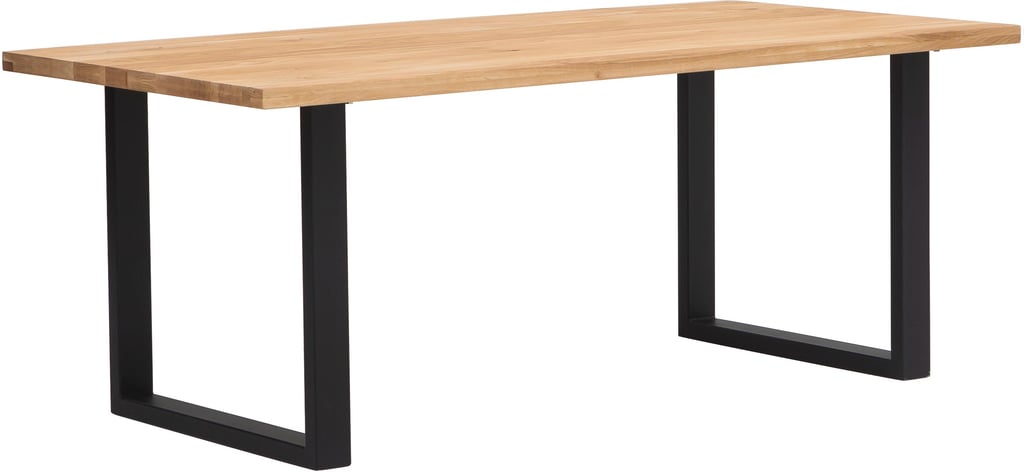 Isla lankkupöytä 190x95 öljytty tammi, U-jalalla: Tyylikäs Isla-pöytä kuudelle, mitat 190x95 cm. Sopii täydellisesti moderniin ruokailutilaan. Kestävä ja öljytty pinta.