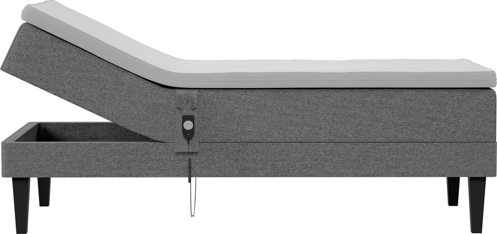 Aurora & Stiina moottorisänky 90x200 + petauspatja: Moottorisänky 90x200 cm, harmaa, mukautuu tarpeidesi mukaan. Ergonominen design, täydellinen makuuhuoneeseen. Sisältää jalat ja petauspatjan.
