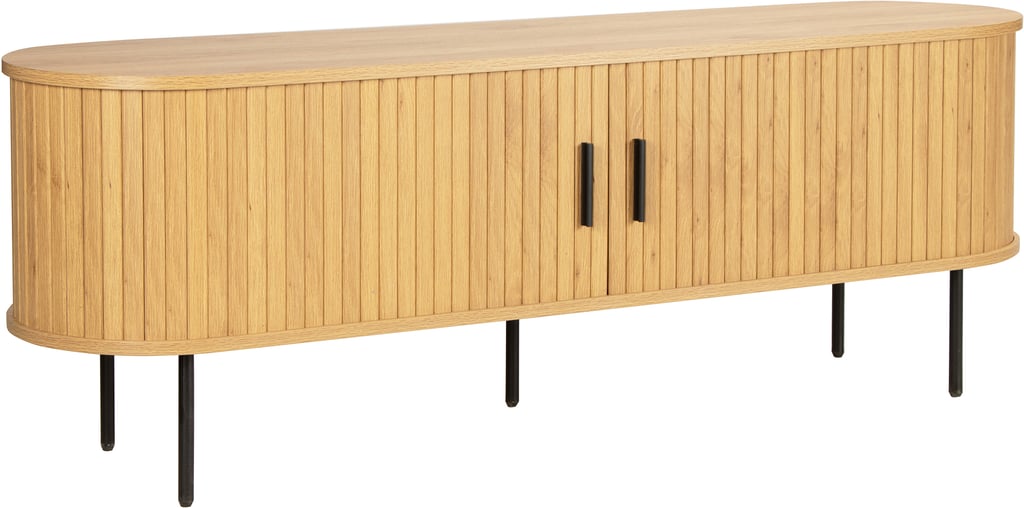 Pihla tv-taso 150x40x55cm​, tammen värinen melamiini / mustat jalat