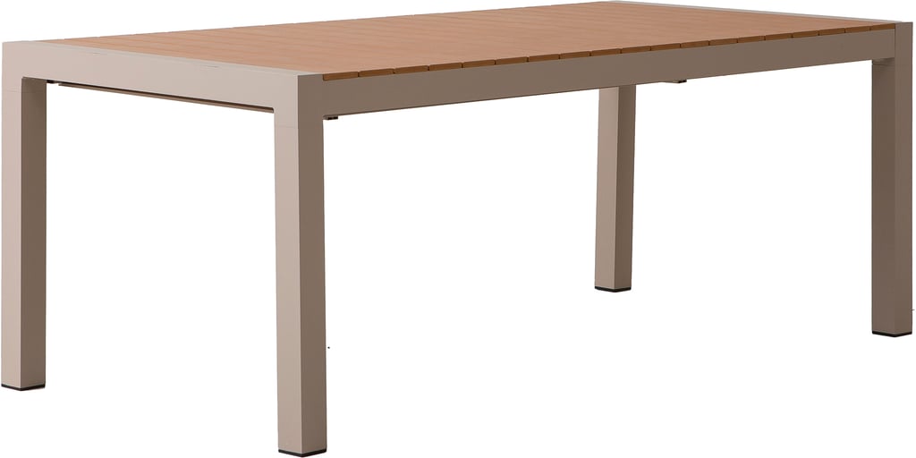 Albury jatkopöytä 205/275x95, taupe alumiini / tiikki easywood: Tyylikäs ulkoruokailuryhmä Albury, jatkopöytä 205-275 cm, taupe-alumiinia ja tiikkiä. Erinomainen valinta terassille tai puutarhaan.