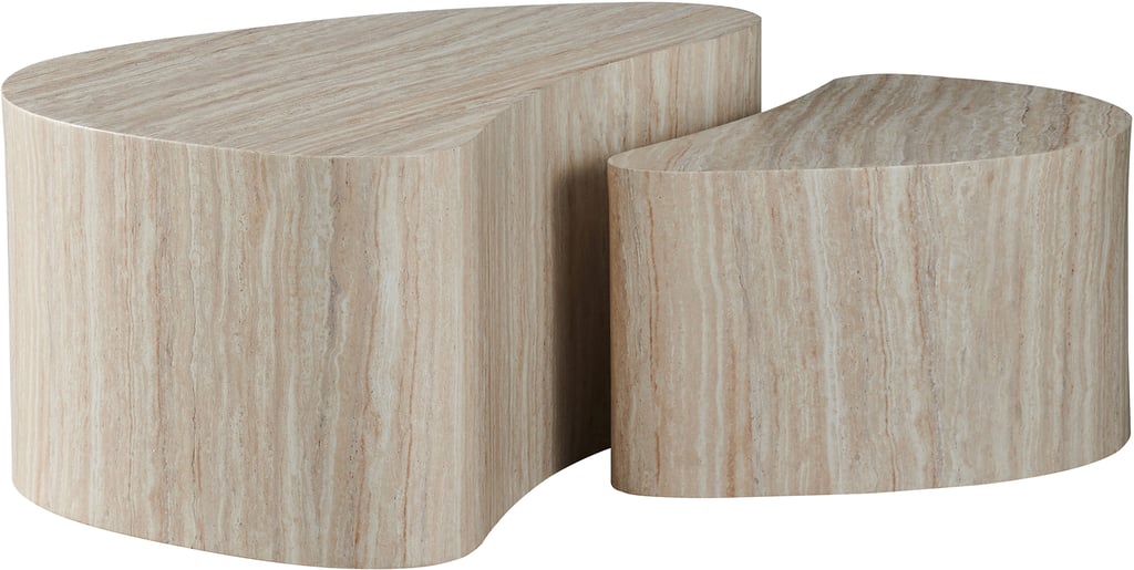 Island sarjapöytä 90x60x40 + 60x40x33 beige: Tyylikäs sohvapöytä, beige travertin, täydellinen olohuoneen sisustukseen. Monikäyttöinen säilytyskaluste, joka lisää kauniisti tilan toimivuutta.