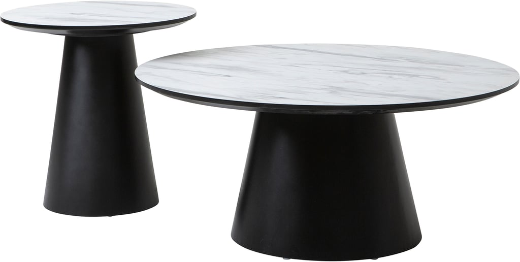 Sophie sarjapöytä pyöreät 90cm ja 50cm, harmaa/musta: Tyylikäs sohvapöytä, joka yhdistää säilytyksen ja sisustuksen. Sopii täydellisesti olohuoneeseen moderniksi säilytyskalusteeksi.