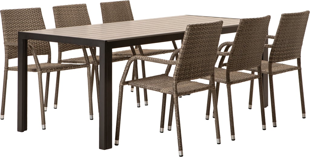 Dakota & Oliva ruokailuryhmä 205x90 kuudelle, harmaa/vaaleanharmaa