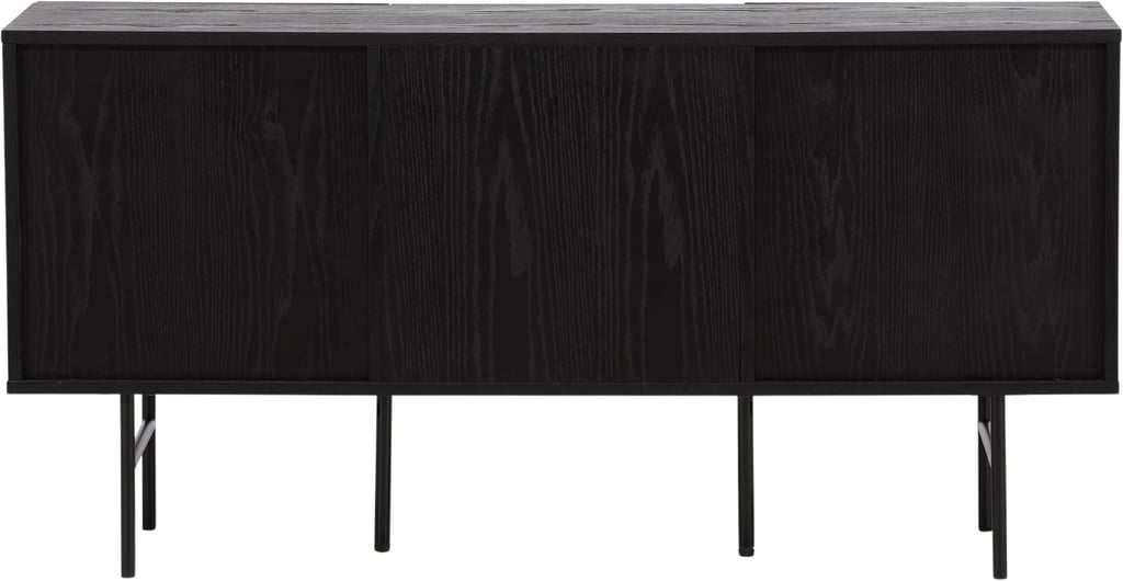 Björkön senkki 150x75 cm: Tyylikäs matala senkki, musta viimeistely, täydellinen olohuoneen tai makuuhuoneen säilytykseen. Erinomainen valinta moderniin sisustukseen.