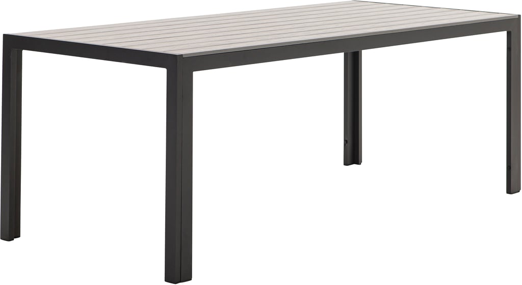 Dakota ruokapöytä 205x90cm, musta alumiini / vaaleanharmaa Easywood