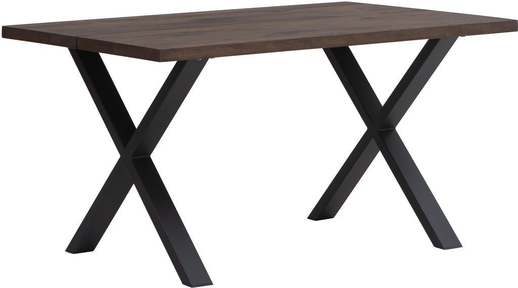 Isla lankkupöytä 140x95 smoked tammi, X-jalalla: Tyylikäs neljän hengen ruokapöytä, jossa savupetsattu pinta tuo lämpöä ruokailutilaan. Sopii täydellisesti moderniin tai skandinaaviseen sisustukseen.