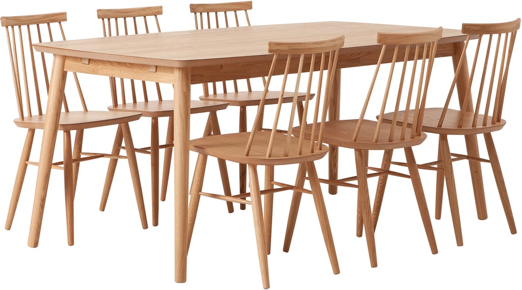 Reino ruokailuryhmä 170x95 kuudelle, lakattu tammi: Tyylikäs ruokailuryhmä kuudelle, jossa lakattu tammi, täydellinen ruokailutilaan. Sopii moderniin kotiin. Kestävä ja kaunis valinta.