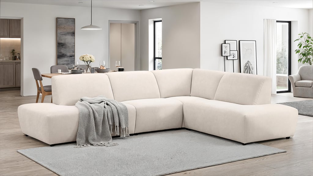 Basel avokulmasohva kahdella avopäädyllä, vasen, Cloud 02 beige