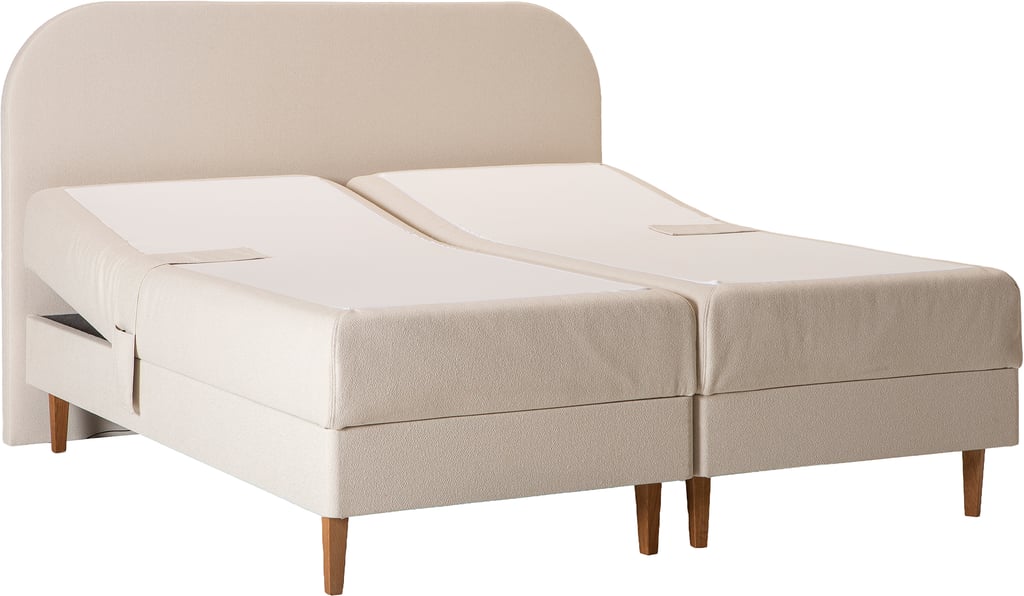 Unelle 500 Viscolux moottorisänky 5-vyöh. visco 180x200cm hard/medium, Fano 03 luonnonvalkoinen, tammijalat (sis. sileä pääty)