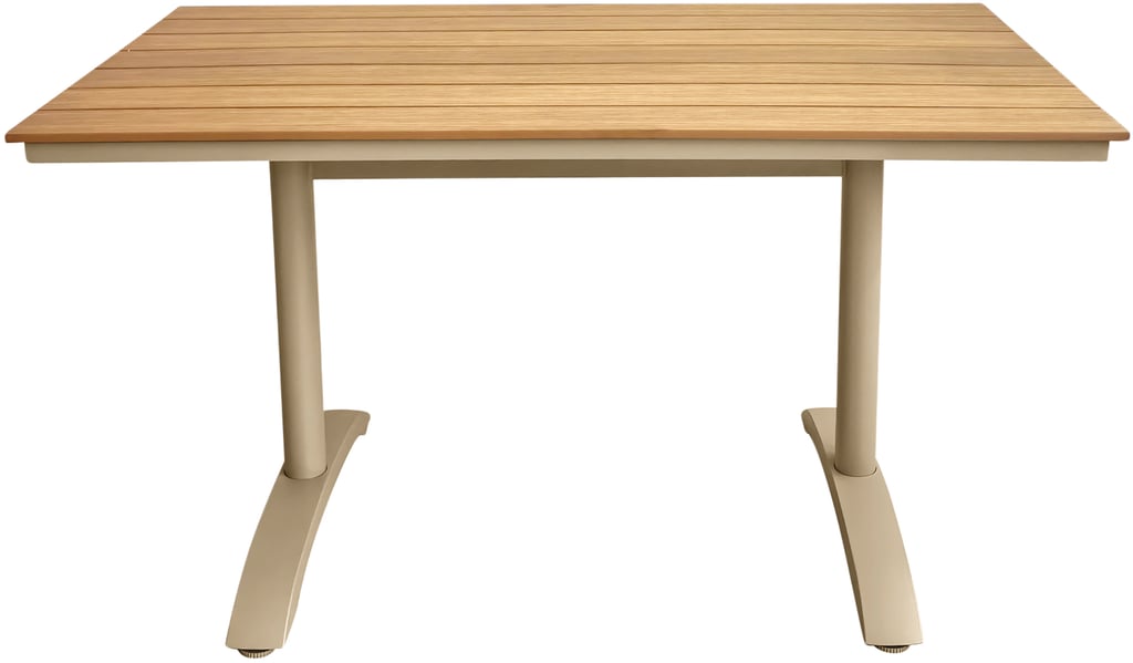 Albury ruokapöytä 130x70 taupe alumiini / tiikki easywood: Tyylikäs Albury ruokapöytä, 130x70 cm, taupe alumiinia ja tiikkiä. Erinomainen valinta terassille, parvekkeelle tai ulkoruokailuun. Kestävä ja helppohoitoinen!