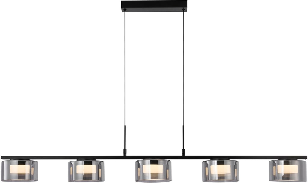 House Nordic riippuvalaisin, 5 led-valoa, teräs/lasi