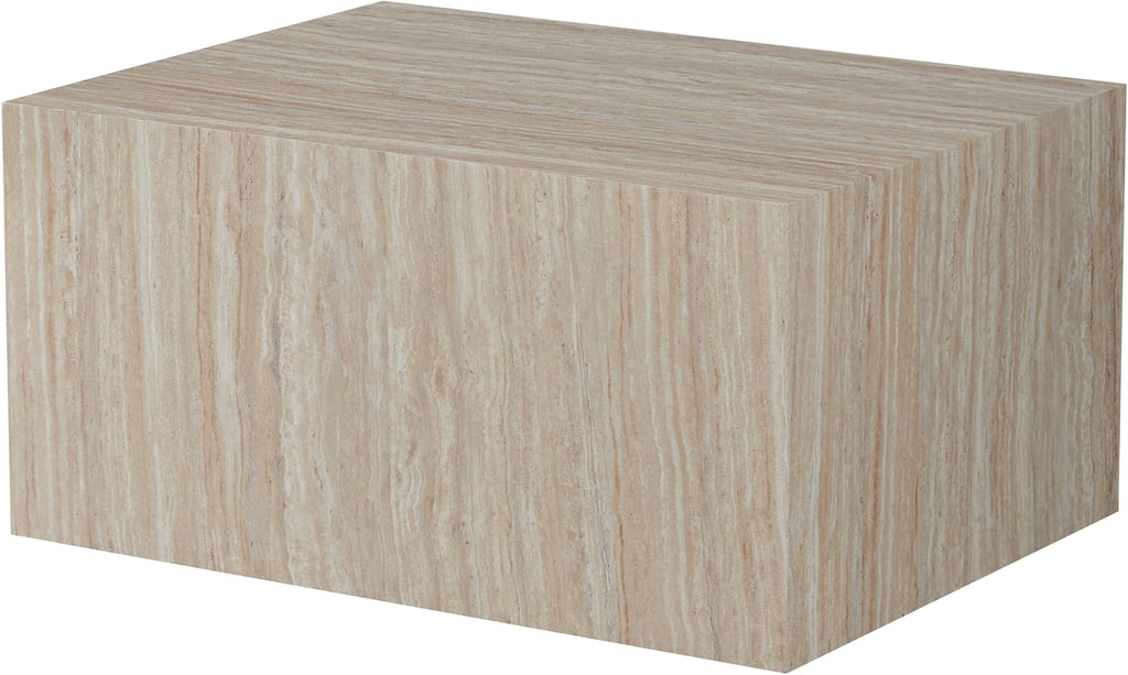 Reef sohvapöytä 80x60 beige: Tyylikäs beige travertinosohvapöytä, joka tuo modernia ilmettä olohuoneeseen. Erinomainen säilytysratkaisu, täydellinen yhdistelmä käytännöllisyyttä ja estetiikkaa.