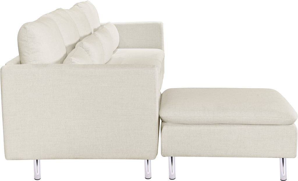 Lotti 4-istuttava divaanisohva, beige: Tyylikäs beige divaanisohva, joka tarjoaa mukavuutta ja modernia ilmettä olohuoneeseen. Sopii täydellisesti rentoutumiseen tai vierailijoiden vastaanottamiseen.