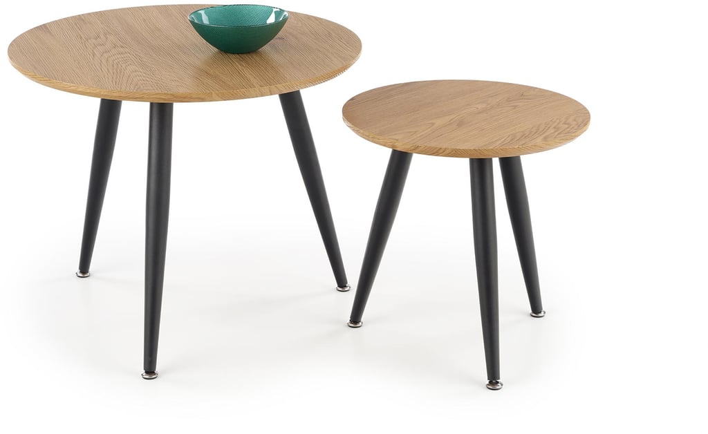 Celeste sarjapöydät, natural tammi (mdf) / mustat jalat