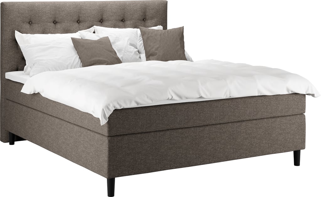 Wonderland Scala jenkkisänky 180x200: Tyylikäs 180 cm leveä jenkkisänky tummahkona, varustettuna premium-hyperflex-petauspatjalla. Täydellinen makuuhuoneeseen, mukavuus ja laatu yhdistyvät.