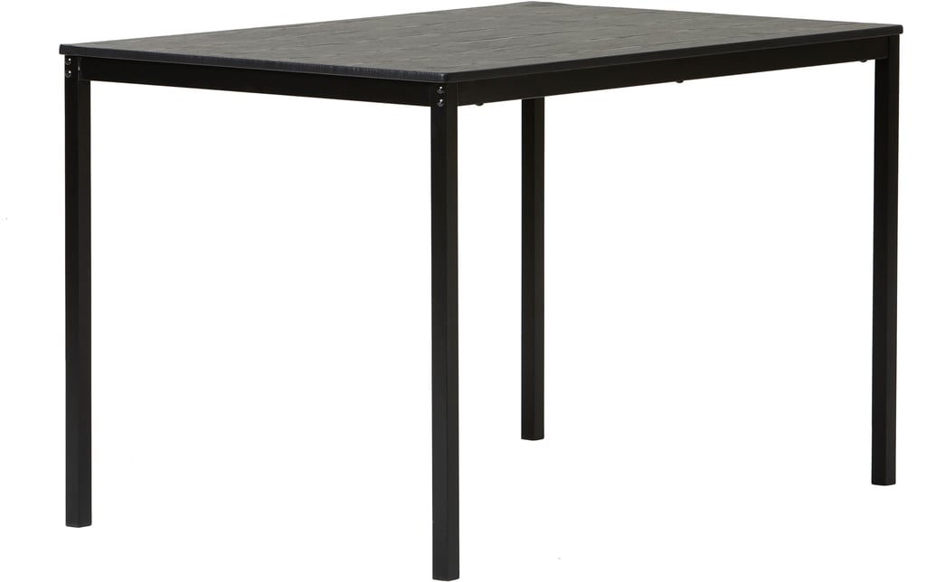 Madde ruokapöytä 120x80 musta: Tyylikäs musta ruokapöytä, 120x80 cm, MDF ja teräs. Sopii täydellisesti ruokailutilaan kahdelle tai neljälle. Moderni ja kestävä valinta.