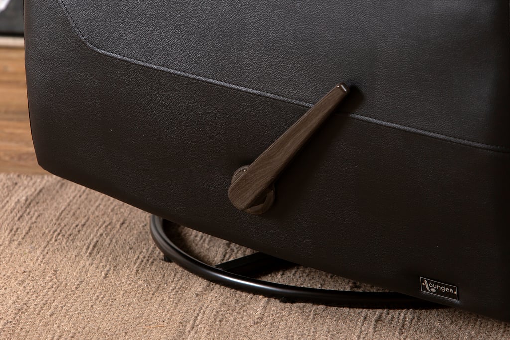 Loungea Colorado recliner-tuoli keinuva/pyörivä, musta nahka/keinonahka