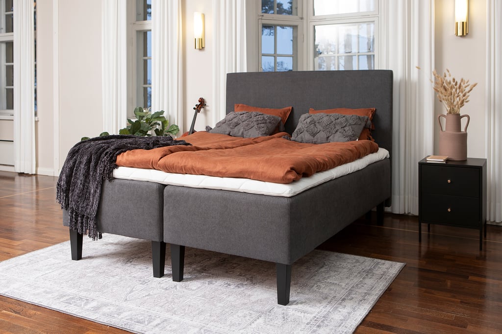 Moon Gold runkopatjasetti 160x200 pocket + Moon Gold Luxus petauspatja + Moon Bronze pääty, antrasiitti
