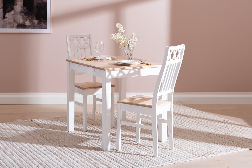 Hovi ruokailuryhmä 70cm kahdelle, valkoinen/valkolakattu koivu, XXX-tuoleilla