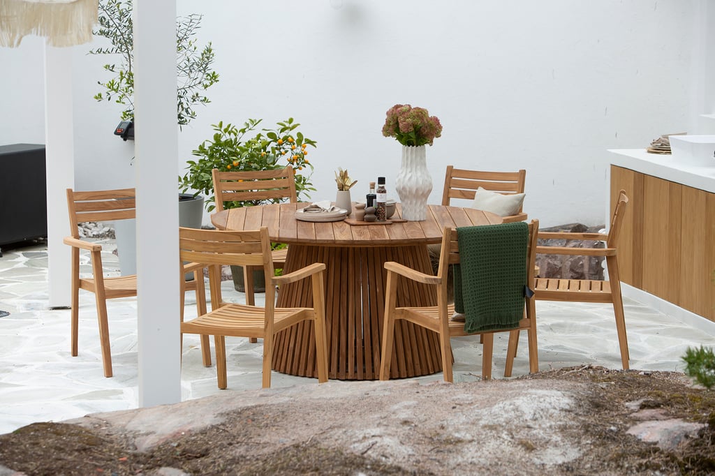 Deco & Piemonte ruokailuryhmä pyöreä 150cm kuudelle, tiikki