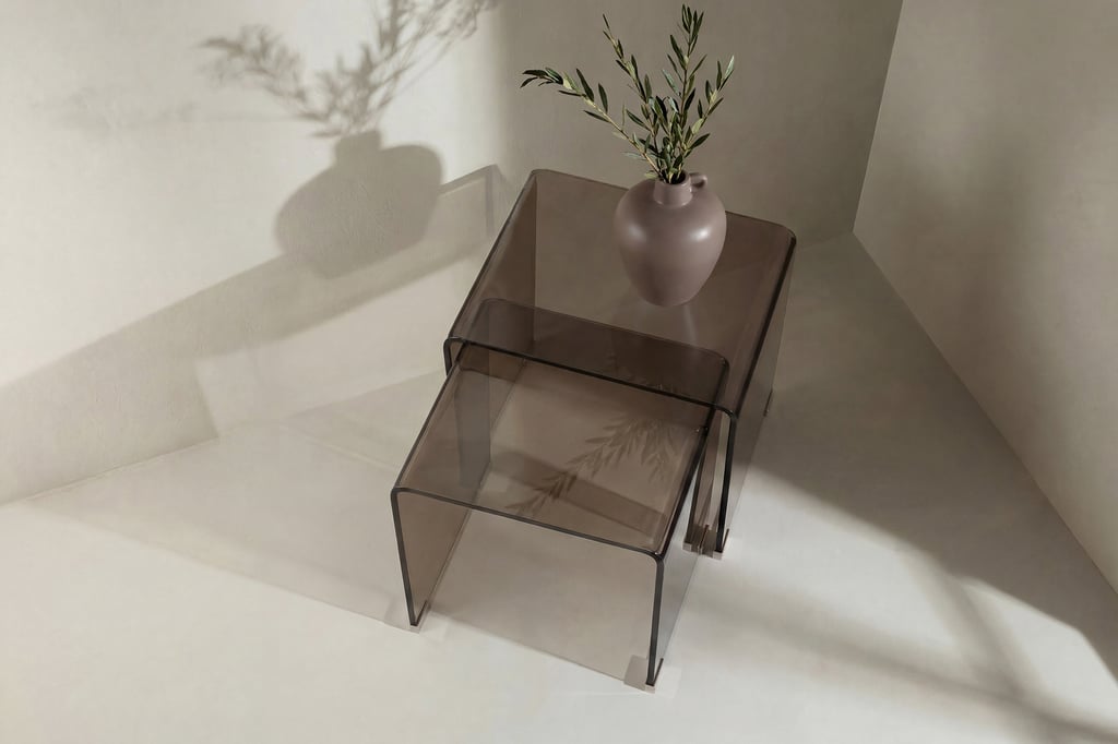 Telemark sarjapöytä 42x42x42 cm/36x36x39 cm ruskea lasi