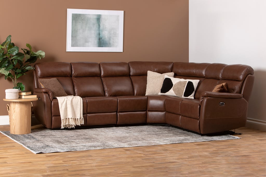 Loungea Colorado recliner-kulmasohva 3K2/2K3, ruskea nahka/keinonahka