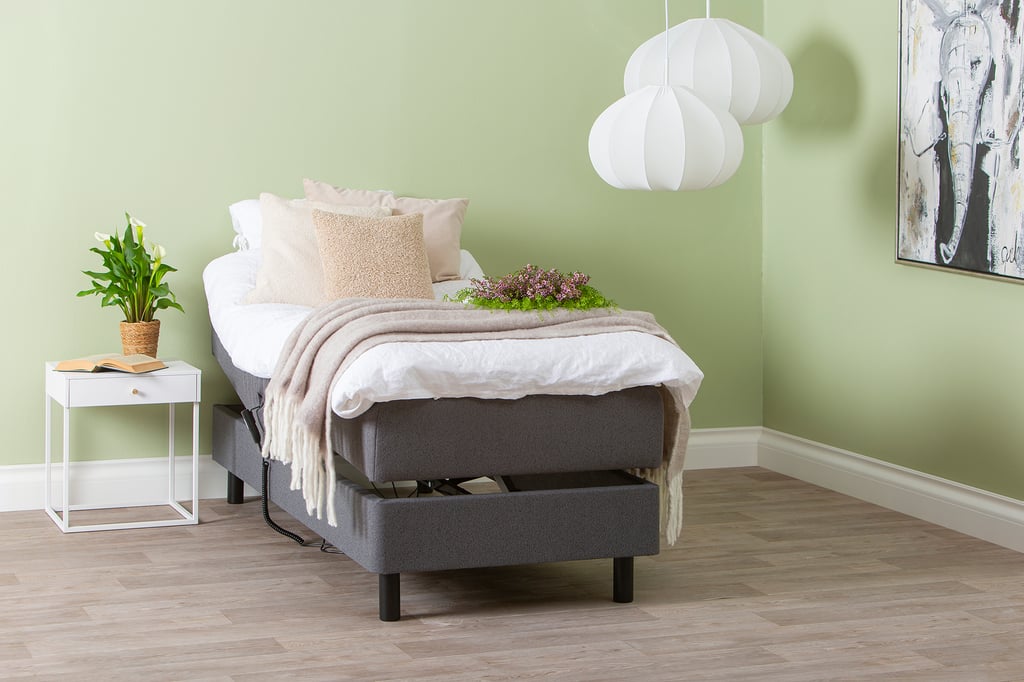 Unelle 300 moottorisänky pocket 5-vyöh. 80x200cm, Fano 93 tummanharmaa, sis. jalat 60031mu
