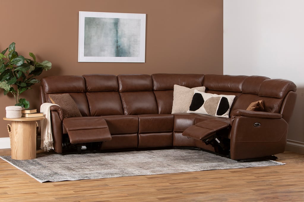Loungea Colorado recliner-kulmasohva 3K2/2K3, ruskea nahka/keinonahka