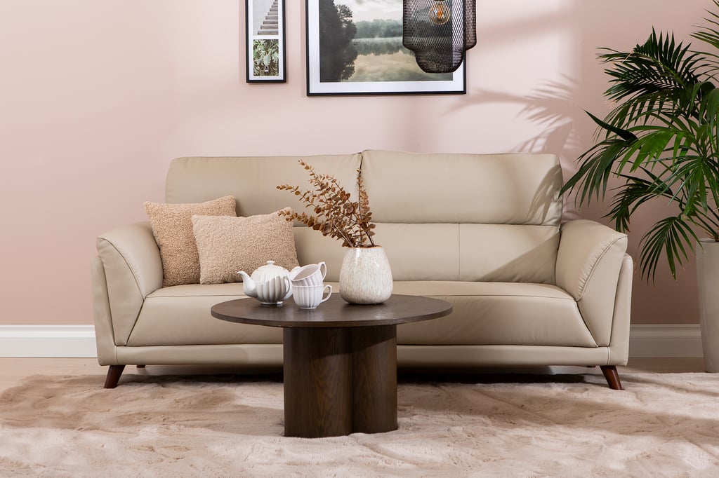 Amalfi 3-istuttava sohva beige nahka/keinonahka