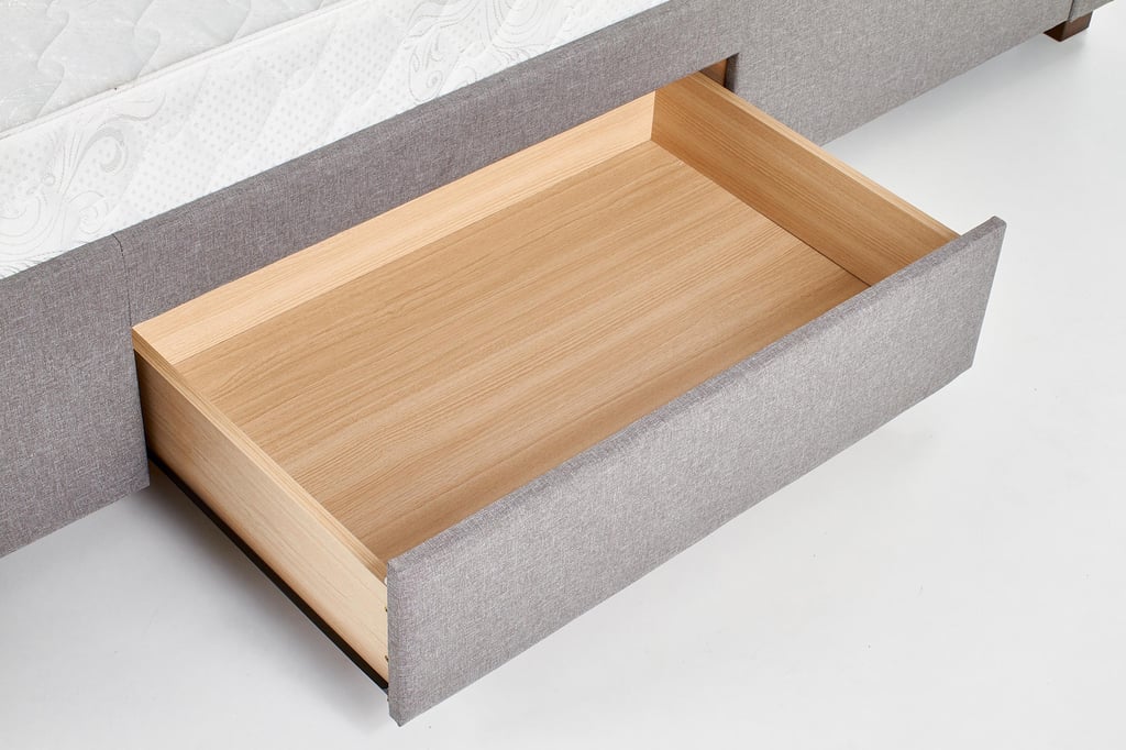 Veera sängynrunko 180x200 säilytyslaatikoilla, harmaa