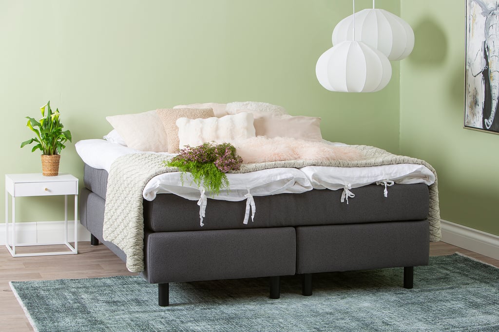 Unelle 300 jenkkisänky pocket 5-vyöh. hard 180x200cm, Fano 93 tummanharmaa, sis. jalat 60033mu